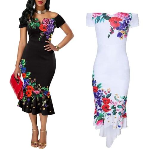 The New Dress Elegant Autumn Womens Dress High Waist Slim Party Irregular Print Dress With Short Sleeves Waist Slimming Dress