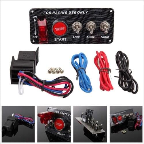 Carbon Fiber Race Car Ignition Accessory Engine Start Push Button Switch Panel