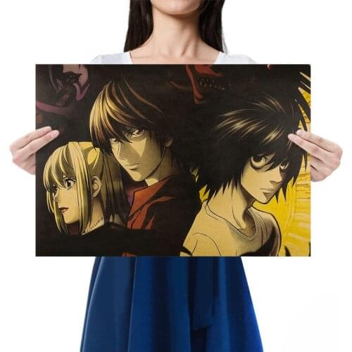 Classic Anime Death Note Character Collection Gift Cartoon Kraft Paper Prints Retro Posters Home Bar Decor Painting Wall Sticker