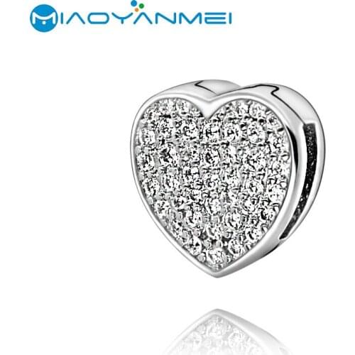 Fit Original Pandora Bracelets 2020 New Valentines Series 100% 925 Silver Beads Pave Heart Clip Charm Women DIY Fashion Jewelry