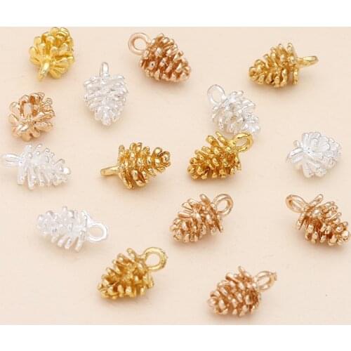 50pcs/Lot Gold Color Charms Pendant Pine Cone Earrings Pendant for DIY Bracelet Necklace Earrings Jewelry Making Accessories