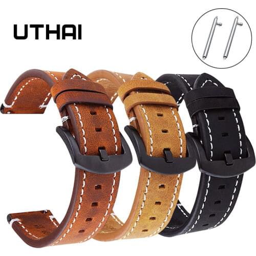UTHAI P18 Geniune High-end retro Calf Leather Watchbands18mm 20mm 22mm Watch Strap For Samsung Watch Strap For Huawei Watch