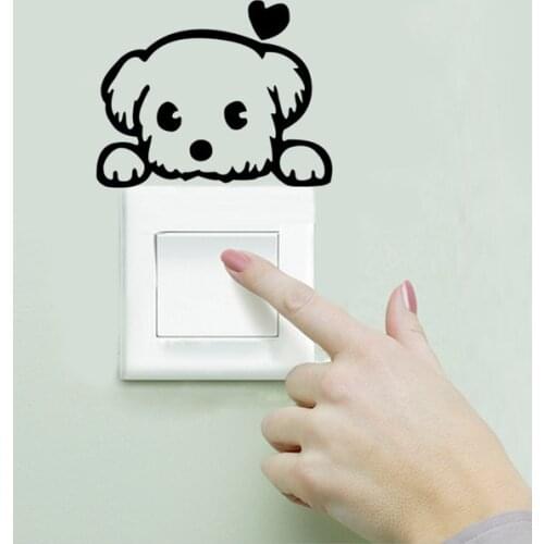 Romantic dog Vinyl Self Adhesive Wallpaper Funny switch Stickers Waterproof Vinyl Art Decal