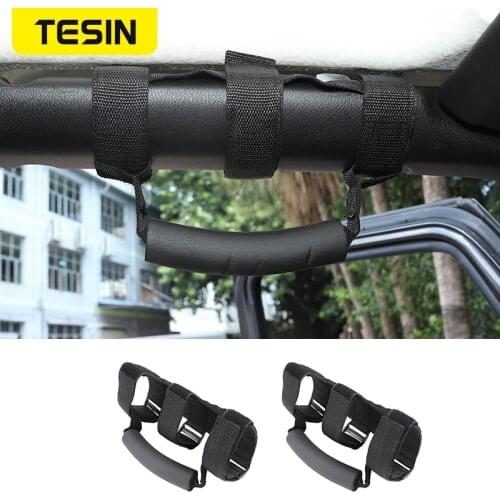 TESIN Grab Handles Black Accessories for Jeep Wrangler JL JK TJ Rugged Ridge Rear Side Car Grab Handle Bar Roll Grips Holder
