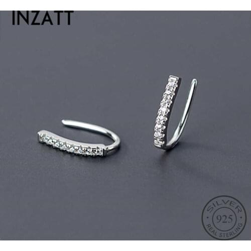 INZATT Real 925 Sterling Silver Zircon Clip Earrings For Fashion Women Party Fine Jewelry Minimalist Punk Accessories Gift