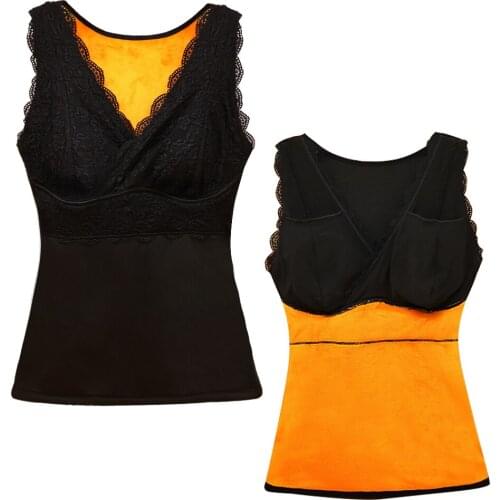 Chau Lui No-Sleeve Three Layer Velvet Thermal Clothing For Women Winter Underwear V-Neck Basic T12