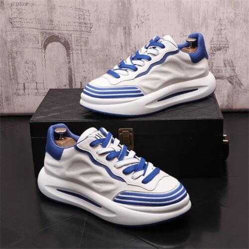 High Quality Air Cushioned Leather Mens Casual Shoes Punk Sneakers Trainers Web Celebrity Flats Zapatillas Hombre