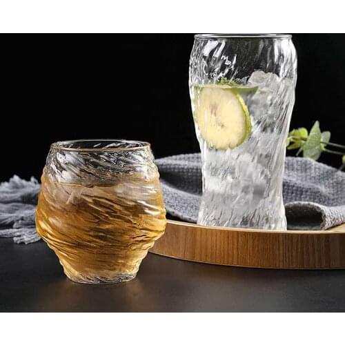 Japanese Hammered Water Cup Heat-resistant Glass Creative Handmade Glass Cup Tea Cup Office Home Bar Bar Hospitality Water Cup