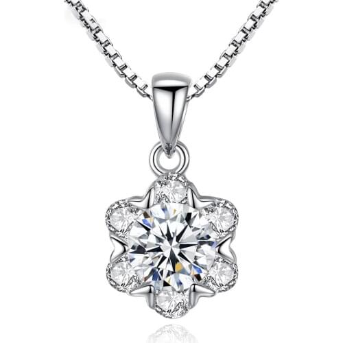 MetJakt S925 Sterling Silver Inlaid Zircon Small Flower Temperament Ladies Necklace