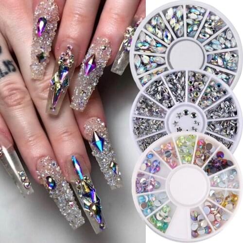 1 box Assorted Colors Glitter Crystal Rhinestones for Nails Small Irregular Beads 3D Nail Art Decorations Manicure Accessories