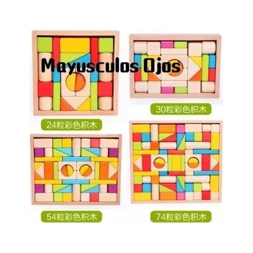 1Set Wooden Can Bite Multi-colored Boxed Wooden Building Blocks 1-6 Years Old Children Early Childhood Educational Toys