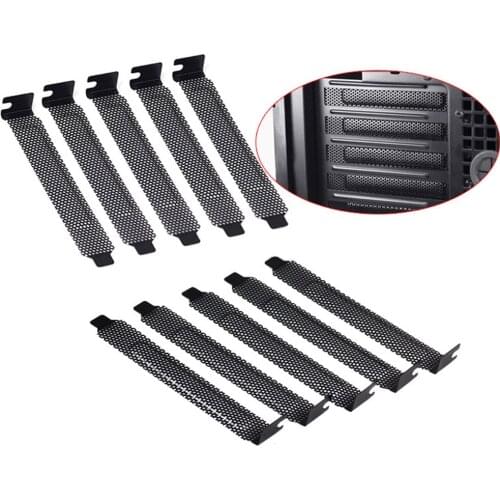 10 x Black Mesh PCI Chassis Slot Covers Bracket with Screws Blanking Plate