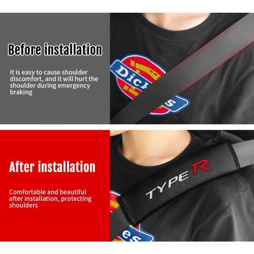 Automobile seat belt cover shoulder padding protector for honda civic fd2 fd fa 5 mugen typer racing carbon fiber car styling