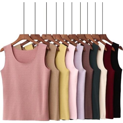 2020 autumn and winter new bottoming vest womens velvet thick seamless plus slim warm vest