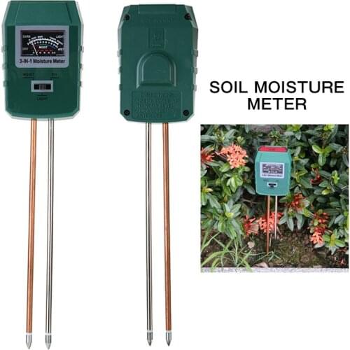 3 in 1 Plant Flowers Soil PH Tester Moisture Measuring humidity Light Meter For Homes Gardens Lawns Farms Soil PH Tester