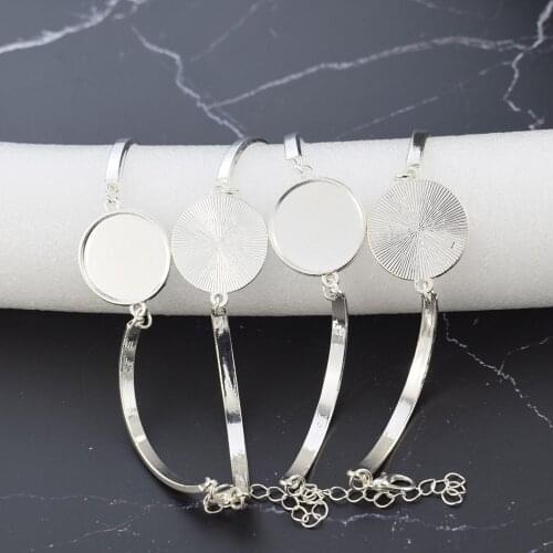 5pcs/lot Blank Bangle Settings DIY Bracelets Making Accessories 20mm Round Cabochon Bracelet Base Trays Craft Supplies