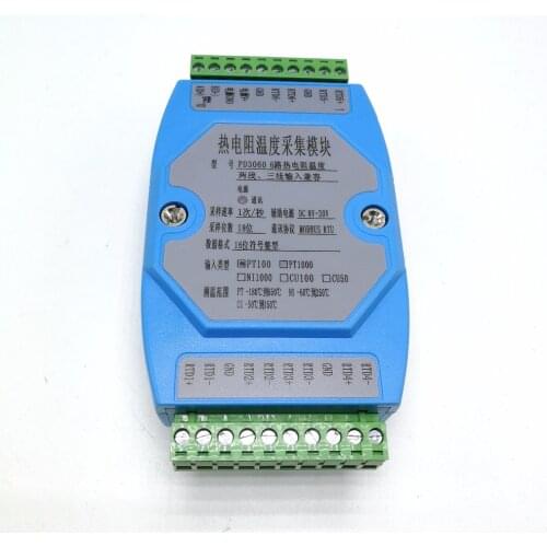 6 way PT100 PT1000 temperature acquisition module temperature transmitter MODBUS RTU