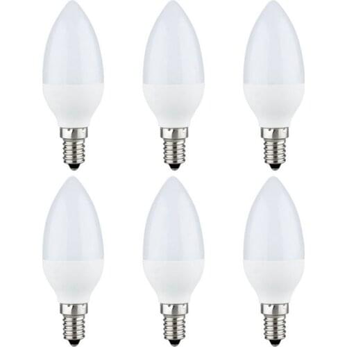 6pcs LED Lamps Candle Light Bulbs Candlesticks 2700K AC220-240V, E14 470LM 3W Cool White
