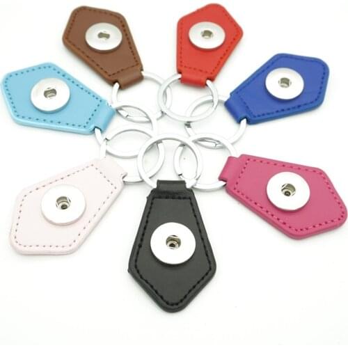 7 Colors PU Leather Snap Button Keychain Shield Shape Snap Keyring DIY 18MM Snap Buttons Key Chains Gift Key Rings Jewelry