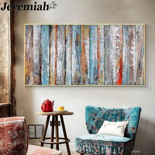 Abstract Striped Canvas Painting Graffiti Wood Oil Painting Poster Picture Print Wall Art Nordic Room Home Decoration