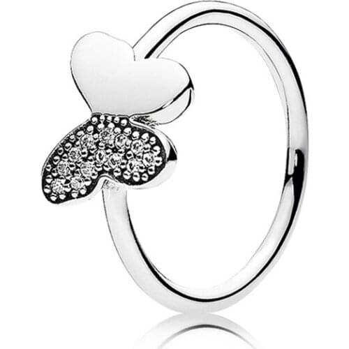 Authentic 925 Sterling Silver Fluttering Butterfly Fashion Ring For Pandora Women Bead Charm Gift DIY Jewelry
