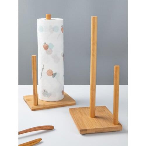 Paper holder desktop vertical kitchen paper holder bamboo shelf oil absorption paper base plastic wrap to receive a shelf
