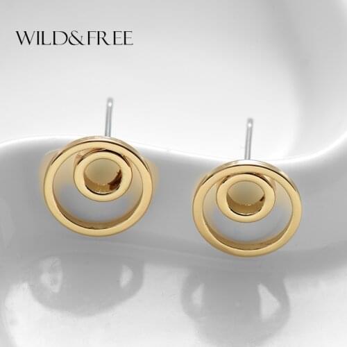 WILD & FREE Fashion Geometric Circle Stud Earrings Minimalist Double Round Earrings Girl Gift Temperament Brincos 2017 New
