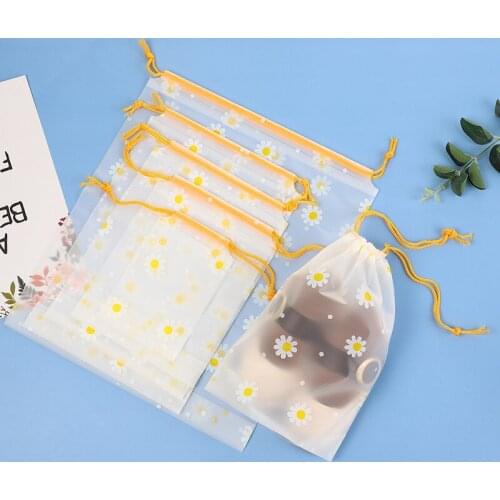 50Pcs/Lot Travel Drawstring Storage Bag Clothes Sorting Sundries Classification Bag Water-Proof Flower Pouches Packaging Plastic
