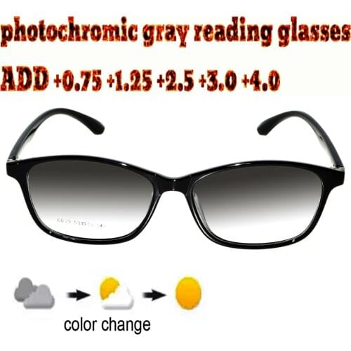 Photochromic Gray Reading Glasses Round Ultralight Trend High Quality Fashion Men Women+1.0 +1.5 +1.75 +2.0 +2.5 +3 +3.5 +4