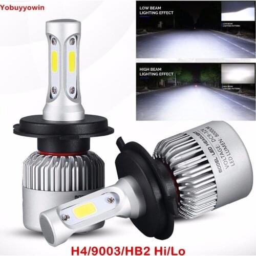 H4 9003 HB2 Hi/Lo LED Headlight Fog DRL Bulbs C6 series Conversion Kit 72W 6500k 8000Lm Cool White with COB chips (Pack of 2)