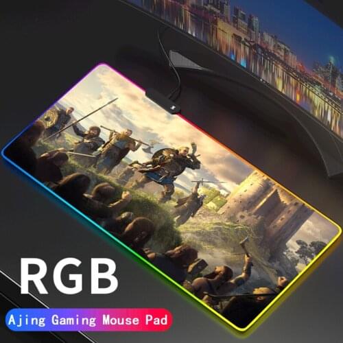 Assassins Creed Anime Gaming RGB Mouse Pad Large LED Computer Mousepad RGB Backlit Mause Pad for PC Desk Mice Mat Support DIY