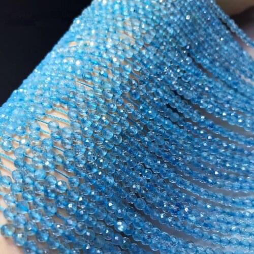 Sky blue topaz quartz round faceted 2/3/4mm for DIY jewelry making loose beads FPPJ wholesale beads nature gemstone