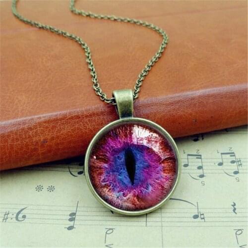 DragonS Eyes Pendant Women And Men Hot Stylish Cool DragonS Eyes Time Rhinestone Necklace Popular Retro Sweater Chain Jewelry