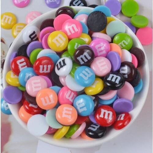 20pcs/lot Cute Resin M Beans Round Flatback Cabochon DIY ornaments craft decoration 15mm