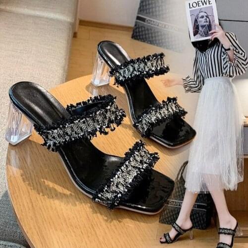 Fashion Women Sandals High Heels 2.36 Inches Beautiful Leisure Slippers（Size 35-41