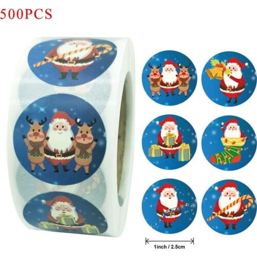 500PCS Christmas Santa Claus Kraft Paper Packaging Sticker for Candy Dragee Bag Gift Box Packing Bag Wedding Thanks Stickers