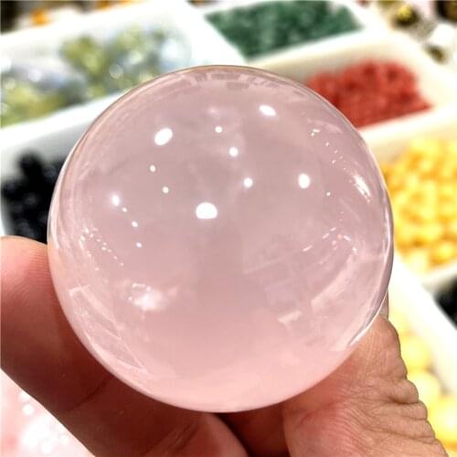 Natural Pink Rose Quartz Sphere Crystal Ball Healing Gemstone + Stand Household Decoration