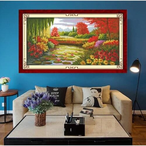 Autumn scene Cross Stitch Kit painting 14CT DMC Counted Scenery Embroidery Needlework printed pattern Dream Cross-stitch set