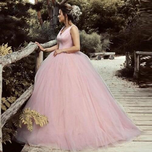 Sweet Candy Pink Color Tutu Prom Dresses Bows Fashion Lush Ball Gowns For Princess Open Back Long Prom Gowns Robe De Soiree