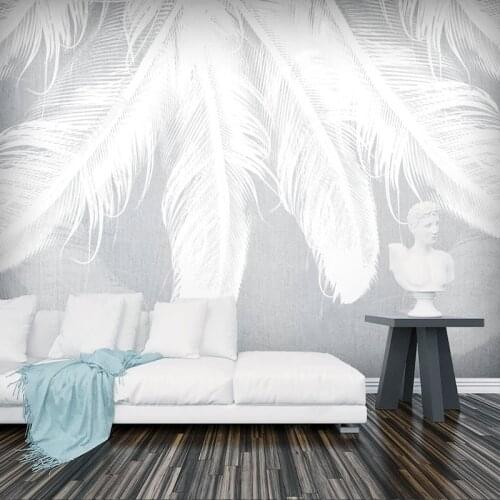 Custom Any Size Mural Wallpaper 3D Stereo Abstract White Feathers Fresco Living Room Bedroom Home Decor Art Papel De Parede 3 D