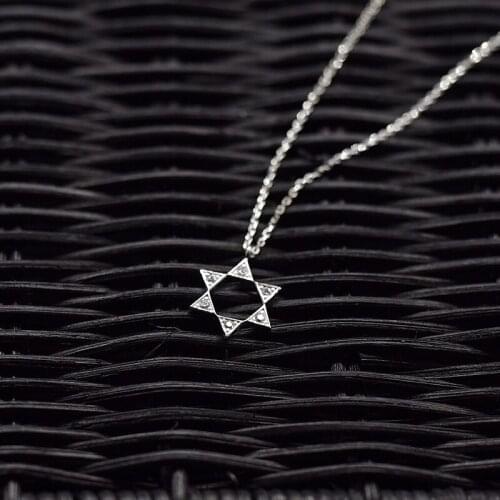 Seanlov Korean New High Quality Zirconia Hexagram Silver color Necklace Fashion Jewelry For Women Accessories