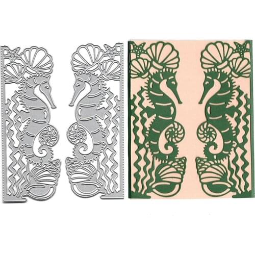 Stamps And Dies 2PCS Hippocampus Border Metal Cutting Dies Scrapbooking Embossing Folders for Card Making Craft Stencil New 2021