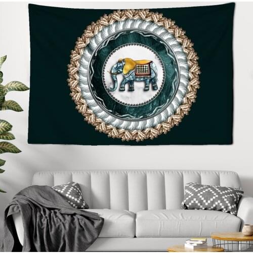 Nordic Simplicity Indian Elephants Knot Pattern Printed Tapestry Bedroom Hanging Wall Hanging Animal Wall Decor