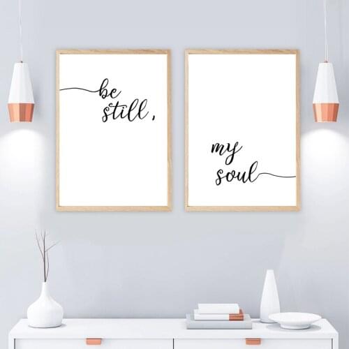 Modern Minimalist Canvas Painting Be Still My Soul Monochrome Typography Prints Bedroom Decor Wall Art