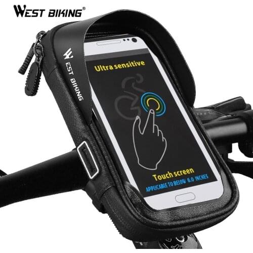 WEST BIKING Mountain Bike Bag Waterproof Front Bag 6.0 inch Mobile Phone Case Bicycle Top Tube Handlebar Bag Cycling Accessories