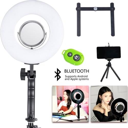 CY 8 Inch 24W5600K Dimmable Photo Studio selfie light Photography Tabletop Makeup Ring Light Phone Video Live Light Lamp EU plug