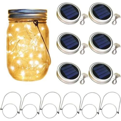 LED Solar Fairy Mason Jar Lights Outdoor Party Wedding Garden Decor Lamp