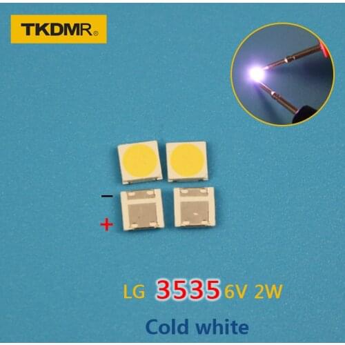 TKDMR 30PCS/Lot For LG SMD LED 3535 6V Cold White Chip-2 2W For TV/LCD Backlight TV Application free shipping