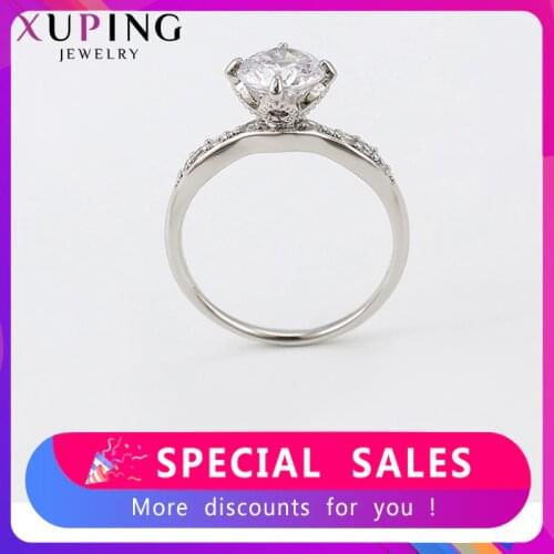 Xuping Jewelry Fashion Romantic Unique Round Shining Rhodium Color Plated Ring for Girls Wedding Special Gifts 15956