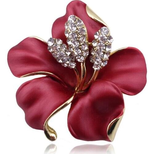 DIEZI Fashion Korean Rose Flower Enamel Women Brooches For Wedding Scarf Bouquet Brooch Pins Luxury Rhinestone Brooch Jewelry